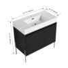 Minimalist 36" Freestanding Bathroom Vanity With Resin Sink And Storage Cabinet - Dark Oak - Image 3