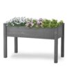 Raised Garden Bed With Legs, Elevated Wooden Planter Box For Outdoor Plants - Gray - Image 4