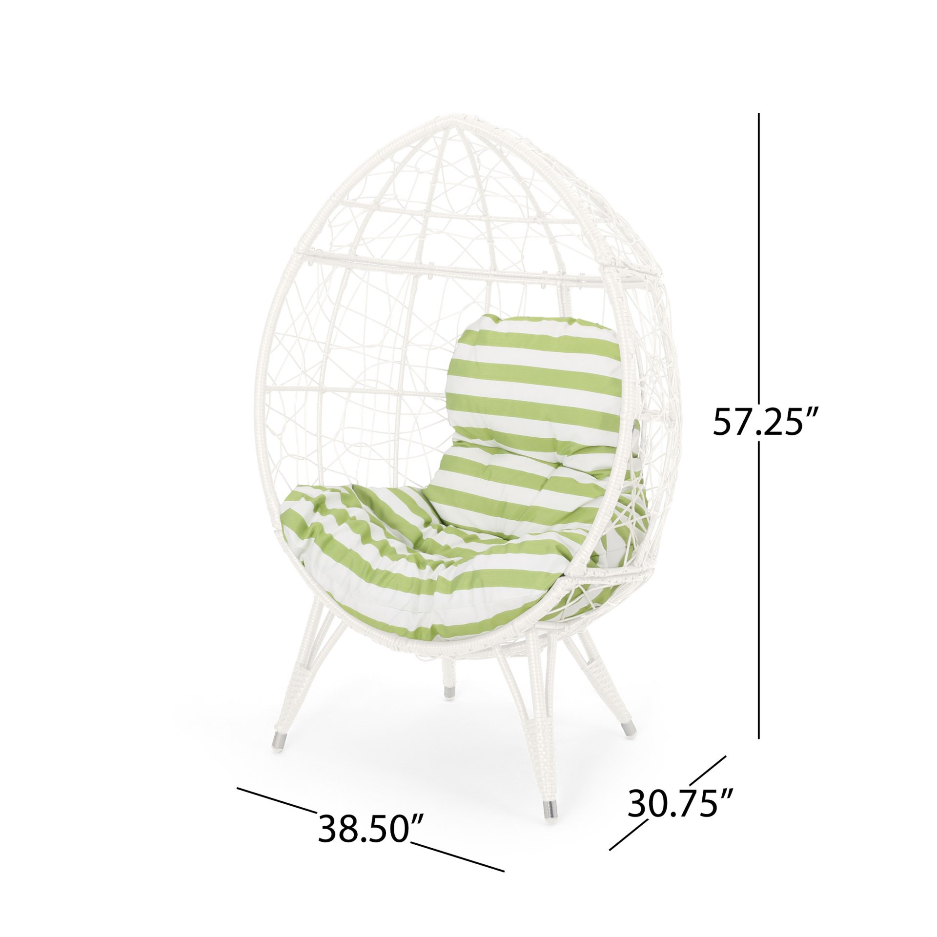 Cosmos - Round Hammered Iron Teardrop Chair - White / Green - Image 3