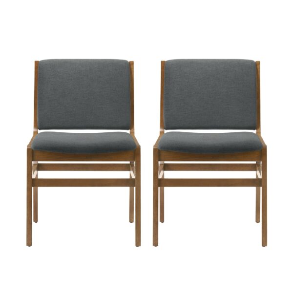 Contemporary Dining Chair Set Upholstered Fabric With Rubberwood Frame - Dark Gray