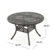 Outdoor Expandable Aluminum Dining Table, Hammered, Latticework Design - Bronze - Image 3