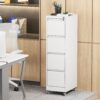 4 Drawer Metal Locking Vertical File Cabinet With Wheels Heavy Duty Lockable Storage For Home & Office - Brushed Nickel - Image 2
