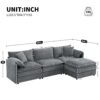 Modular Sectional With Deep And Wide Seat, L Shaped Cloud Couch Set With Double Cushions 4 Seat Sofa With Movable Ottoman Oversized - Dark Gray - Image 13