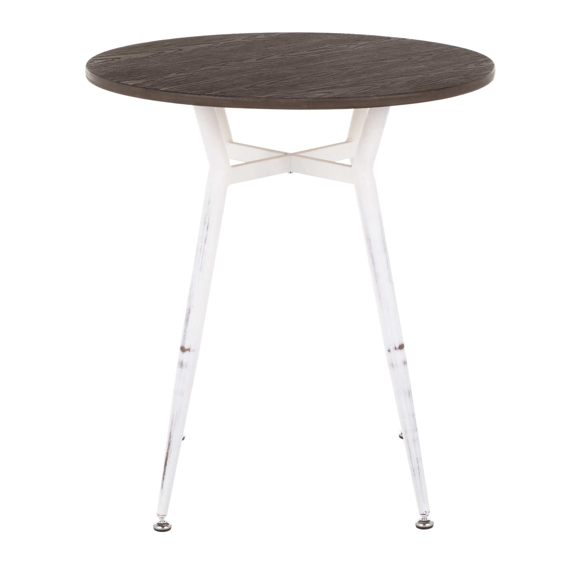 Clara - Industrial Round Dinette Table - Vintage White / Espresso - Image 2