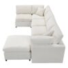 Modern Modular Cloud Sofa Bed, 6 Seat Chenille Sectional Couch Set With Ottoman, Free Combination, Convertible U Shaped Sleeper Sofa - Beige - Image 6