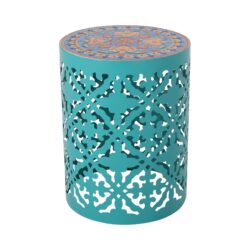 Airy - Outdoor Side Table With Lace Cut Design And Metal Frame - Teal
