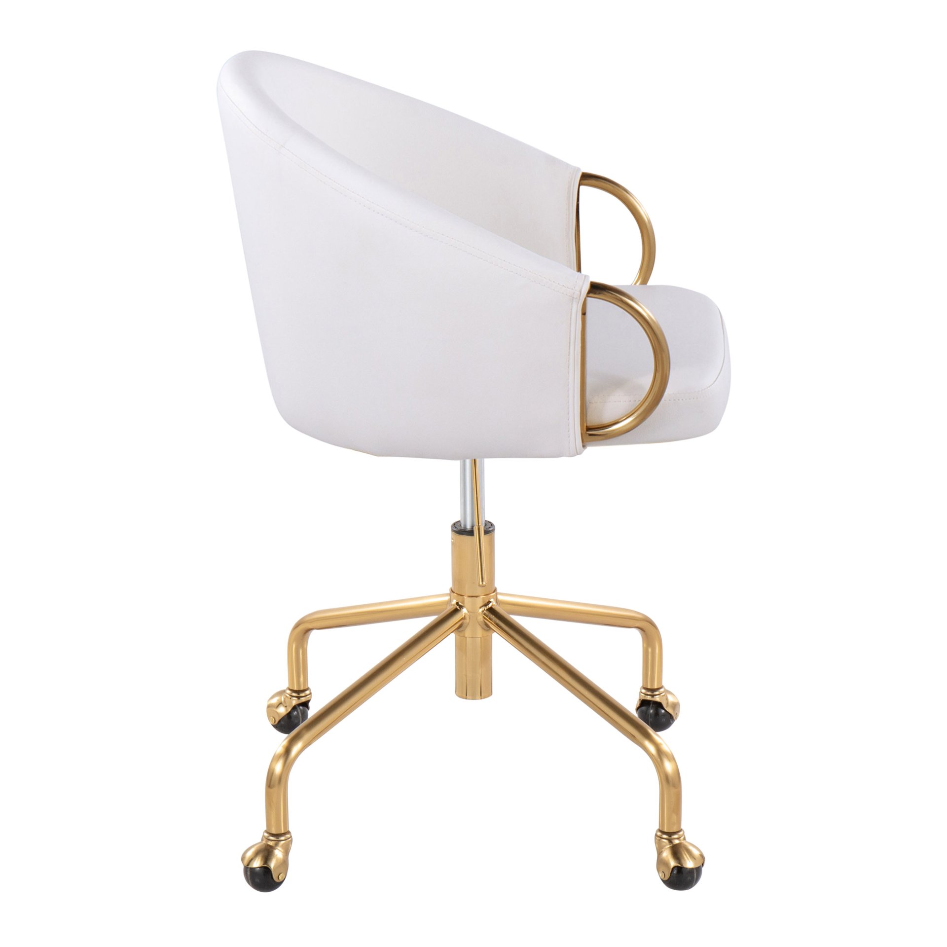 Claire - Contemporary / Glam Task Chair - Gold / White - Image 2