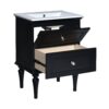 Bathroom Vanity Cabinet With Ceramic Sink Combo Set, Frame Modern Bathroom Storage Cabinet With 2 Drawers - Black - Image 14