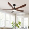 Solid Wood With Remote Control With Light (LED) Modern DC Motor Indoor / Outdoor 5 Blade Ceiling Fan For Patios, Bedrooms And Farmhouses - Antique Brown - Image 5