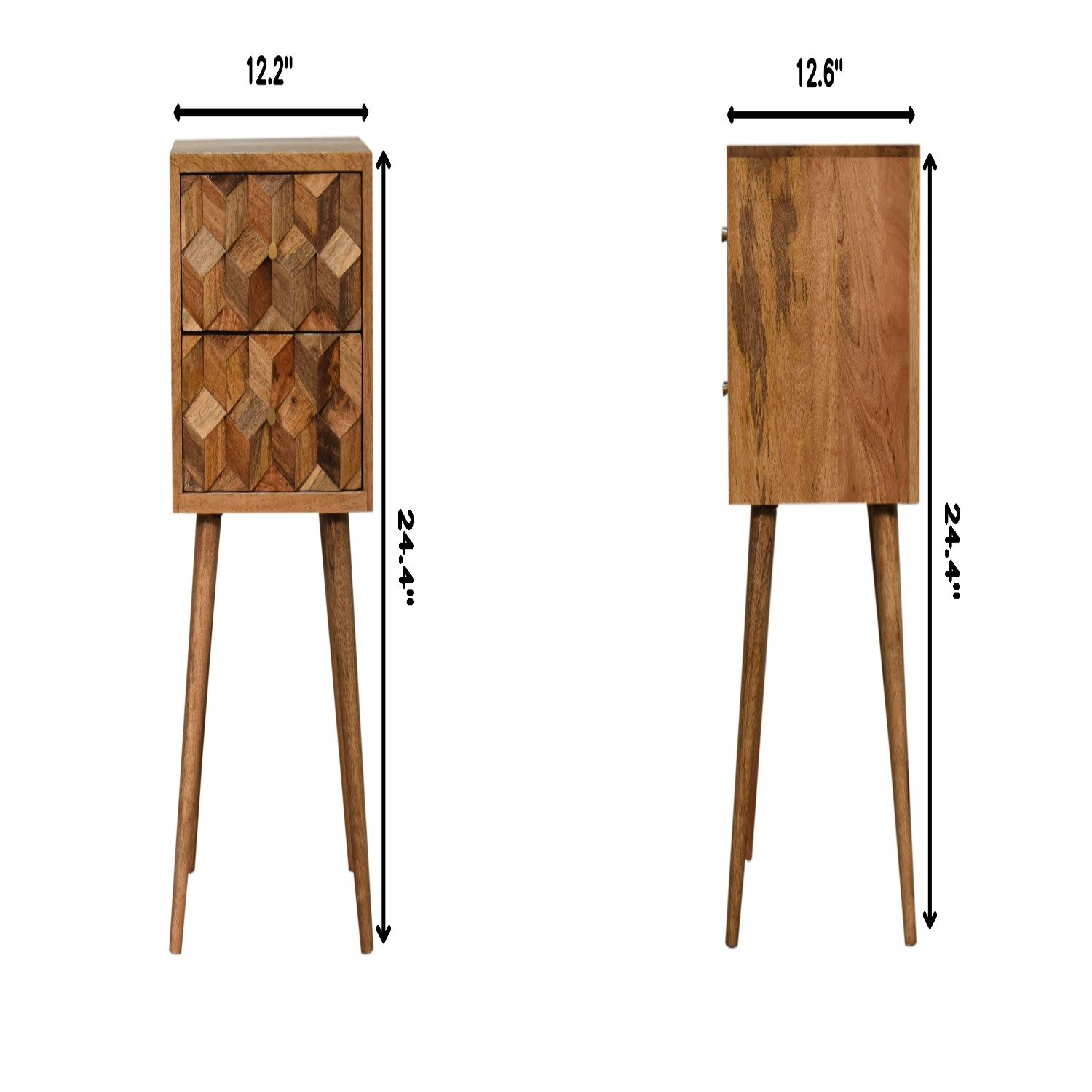 Mini Cube Carved 2 Drawer Nightstand - Oak - Image 22