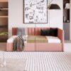 Twin Size Upholstered Daybed With 2 Storage Drawers, Sofa Bed Frame No Box Spring Needed - Pink - Image 10
