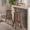 Primrose - Outdoor Acacia Wood Barstools With Foot Rest, (Set of 2) - Dark Brown - Image 2