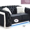 Loveseat With Flared Arms - Black - Image 2
