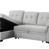 Destiny - Linen Reversible Sleeper Sectional Sofa With Storage Chaise - Light Gray - Image 10