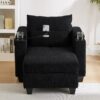 Convertible Chaise Lounge Sofa Chair Bed With USB Ports, Cup Holders & Storage - Black - Image 15