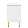 Modern TV Stand, TV Cabinet With 5 Metal Legs And Metal Handles, 2 Drawers And 2 Cabinets With Fluted Glass Doors For Living Room, Up To 80" - White - Image 15