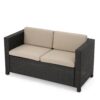 Puerta - Loveseat Outdoor Seating With Water Resistant Cushions - Dark Brown - Image 7