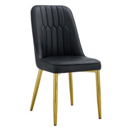 Modern Dining Chairs With Sleek Backrest And Metal Legs For Kitchen Bedroom And Office (Set of 4) - Black