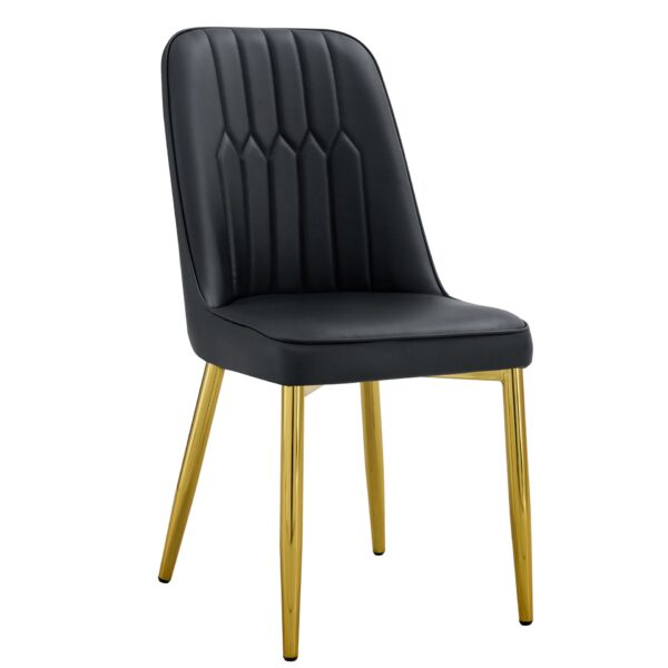 Modern Dining Chairs With Sleek Backrest And Metal Legs For Kitchen Bedroom And Office (Set of 4) - Black