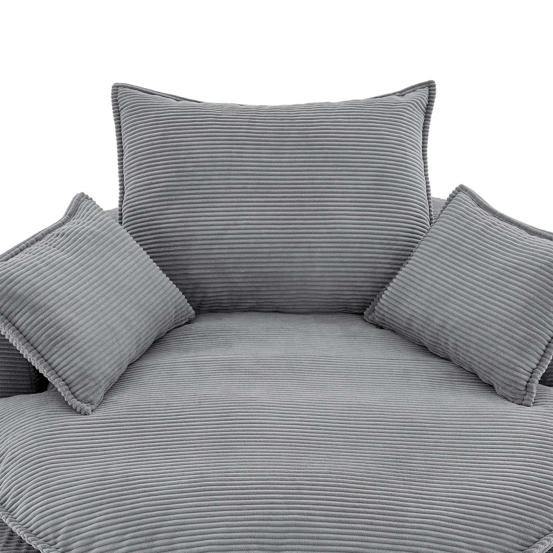 360° Swivel Sofa Chair Accent Barrel Chair With Dual Layer Cushion And 3 Removable Pillows, Corduroy - Gray - Image 18