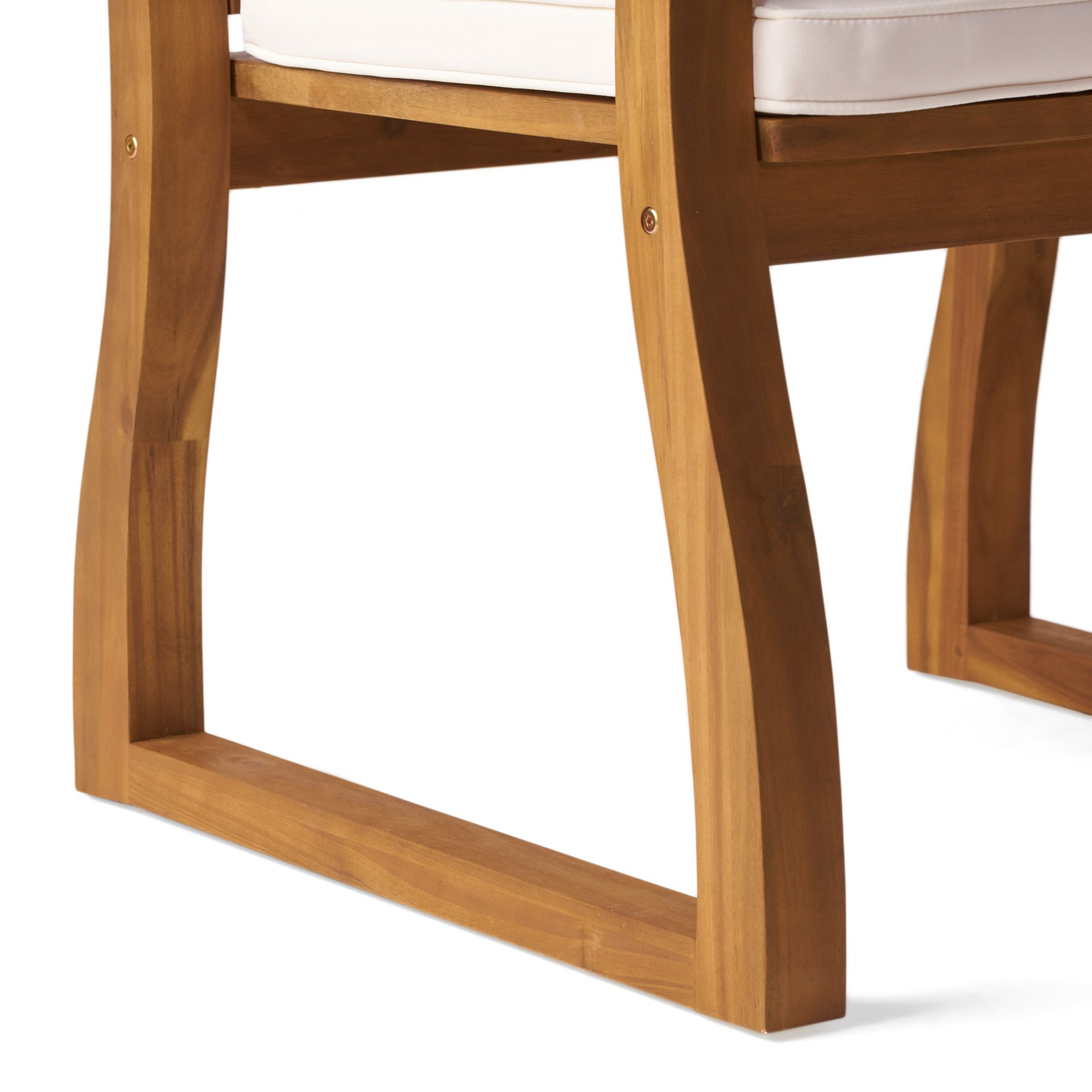 Della - Wood Armchair (Set of 2) Outdoor Dining Chairs - Cream - Image 14
