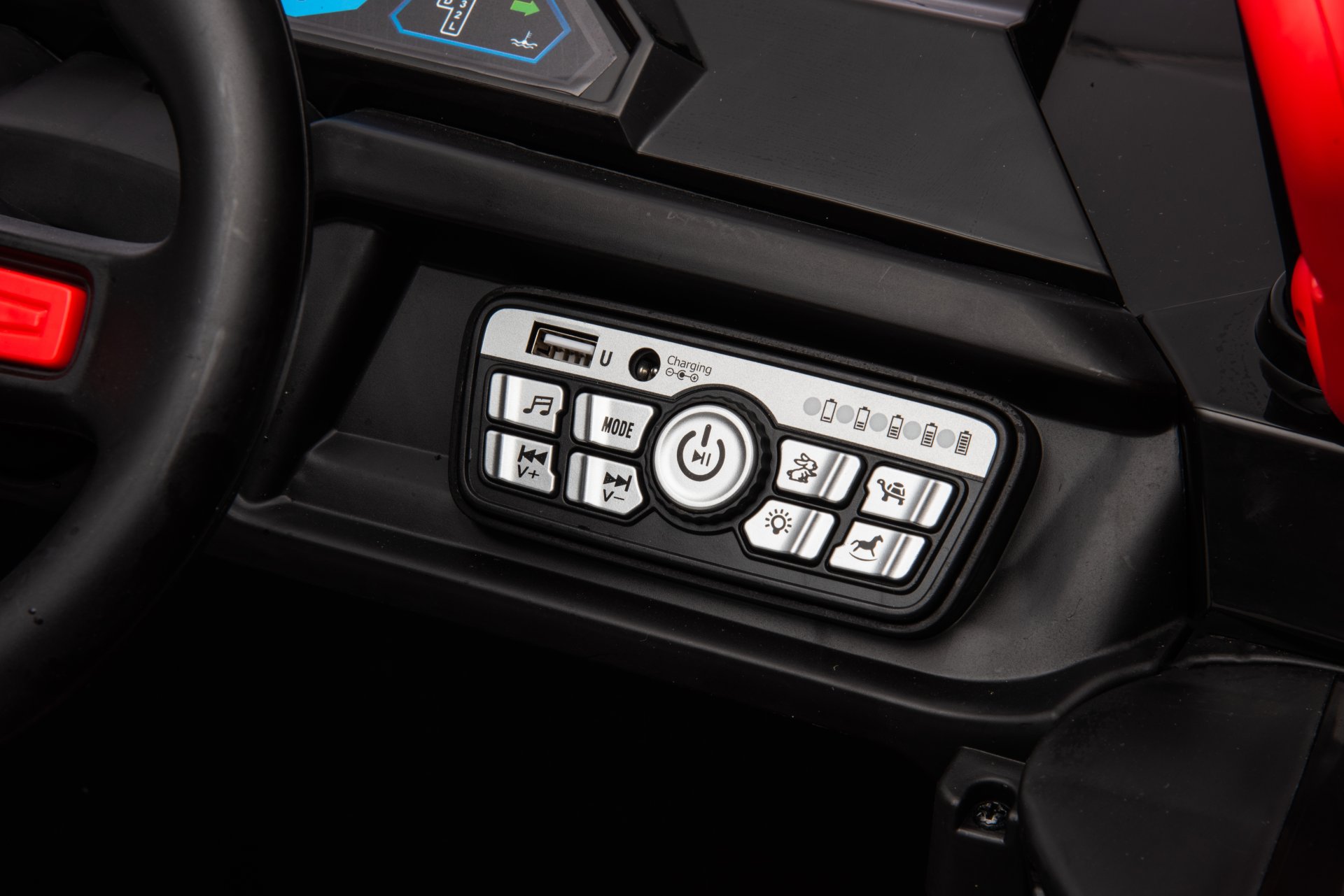 12V7A*1 30W*4 Four-Wheel Drive Leather Seat One Button Start, Forward And Backward, High And Low Speed, Music, Front Light, Power Display, Two Doors Can Open, 2.4G R / C, Seat Belt Four Wheel Absorber - Black - Image 23