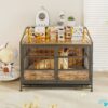Multi Function Dog Crates With Storage, Double Doors, Indoor Dog Crate - Black Brown - Image 7