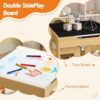 3 In 1 Kids Study Table & Chairs Set Multi Functional Activity Table With Detachable Blackboard Top - Natural Wood - Image 8