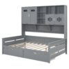 Full Size Daybed With 2 Drawers And All In One Cabinet And Shelf - Gray - Image 9
