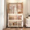 Portable Wardrobe Closet Storage Organizer With 9 Magnetic Doors - Cream White - Image 10