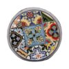 Transitional Roswell - Side Table With Tile Mosaic Top And Lace Cut Design - Dark Blue - Image 6