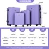 Luggage 4 Piece Lightweight Suitcase With Rotating Wheels, 24" And 28" With Tsa Lock, (16/20/24/28) - Light Purple - Image 3