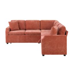 Upholstered L Shaped Sectional Sofa Bed With Sleeper And Hidden Storage - Orange