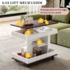 Adjustable End Table With Wheels, Modern Multifunctional Sofa Side Table With Lift Top, 360°Rotating Top And Storage Space For Living Room, Small Space - Brown / White - Image 7