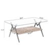Rectangle Coffee Table With Tempered Glass Top And Brown MDF Shelf, Modern Table For Living Room - Gray - Image 3
