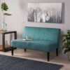 Contemporary Loveseat With Upholstered Fabric And Birch Wood Legs - Teal - Image 2
