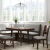 Backless Upholstered Dining Bench Mid Century Seating - Beige - Image 5