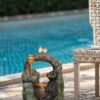 Decorative Two Tiered Water Fountain With Woodland Animal Design, Outdoor Fountain With Light And Pump - Dark Gray - Image 7