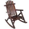 Wooden Porch Rocker Chair, Durable Wooden Porch Rocker Chair, Fir Log Rocking Chair, Patio Rockers For Outside, Garde - Brown - Image 4