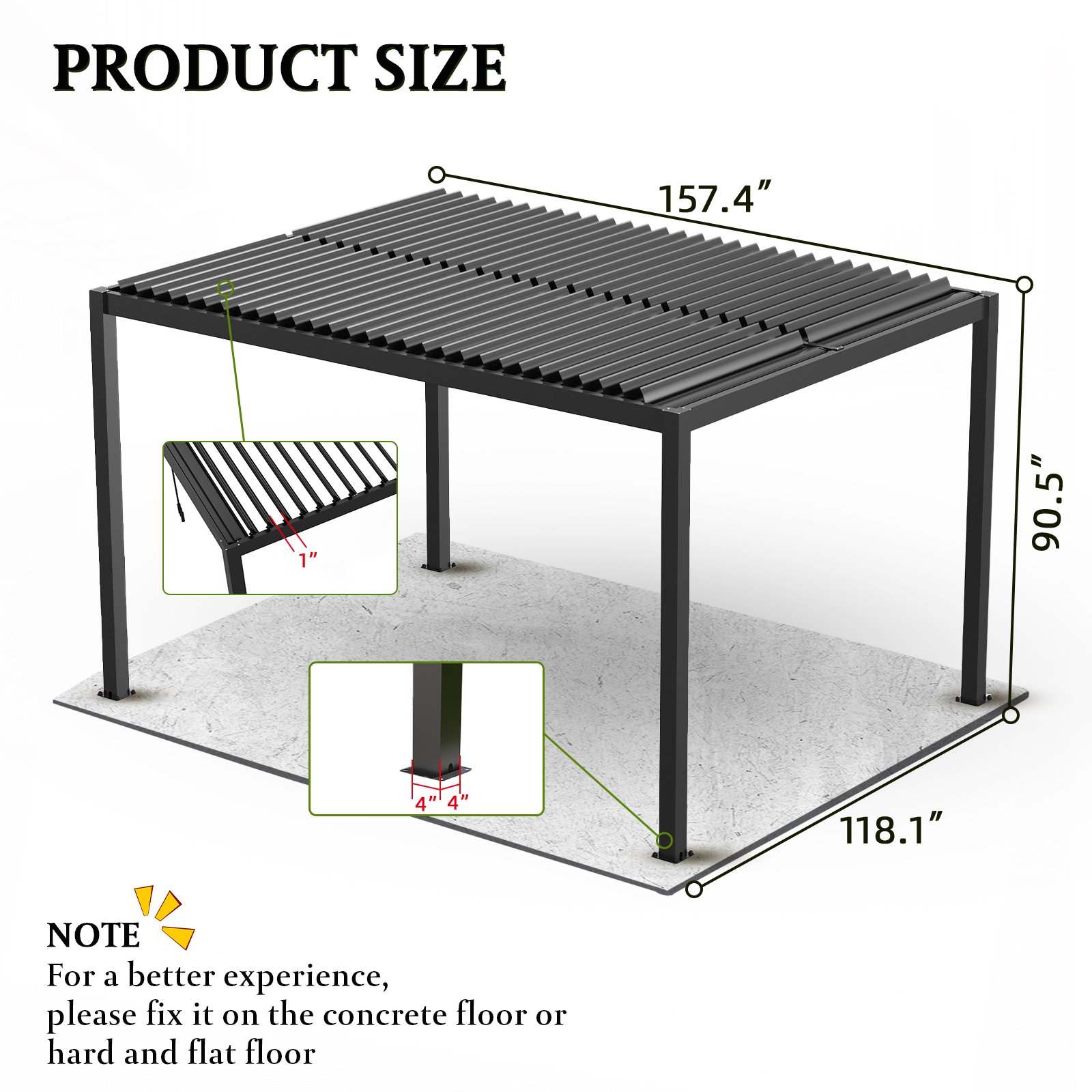 Louver Pergola Louvers & Frame - Black - Image 3