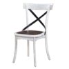 2 Pieces Set Dining Side Chair Rustic Modern Farmhouse Design Retro Design With Metal X Design - Antique Dark Oak / Antique White - Image 2