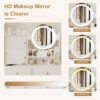 Fashion Vanity Desk With Mirror And Lights For Makeup And Cushioned Chair, Adjustable 3 Color Lighting - White - Image 12