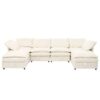 Versatile 6 Piece Modular Sofa Bed With Storage, Stylish Faux Double Layer Cushions, Comfortable & Durable Design, Perfect For Any Living Space - Beige - Image 12