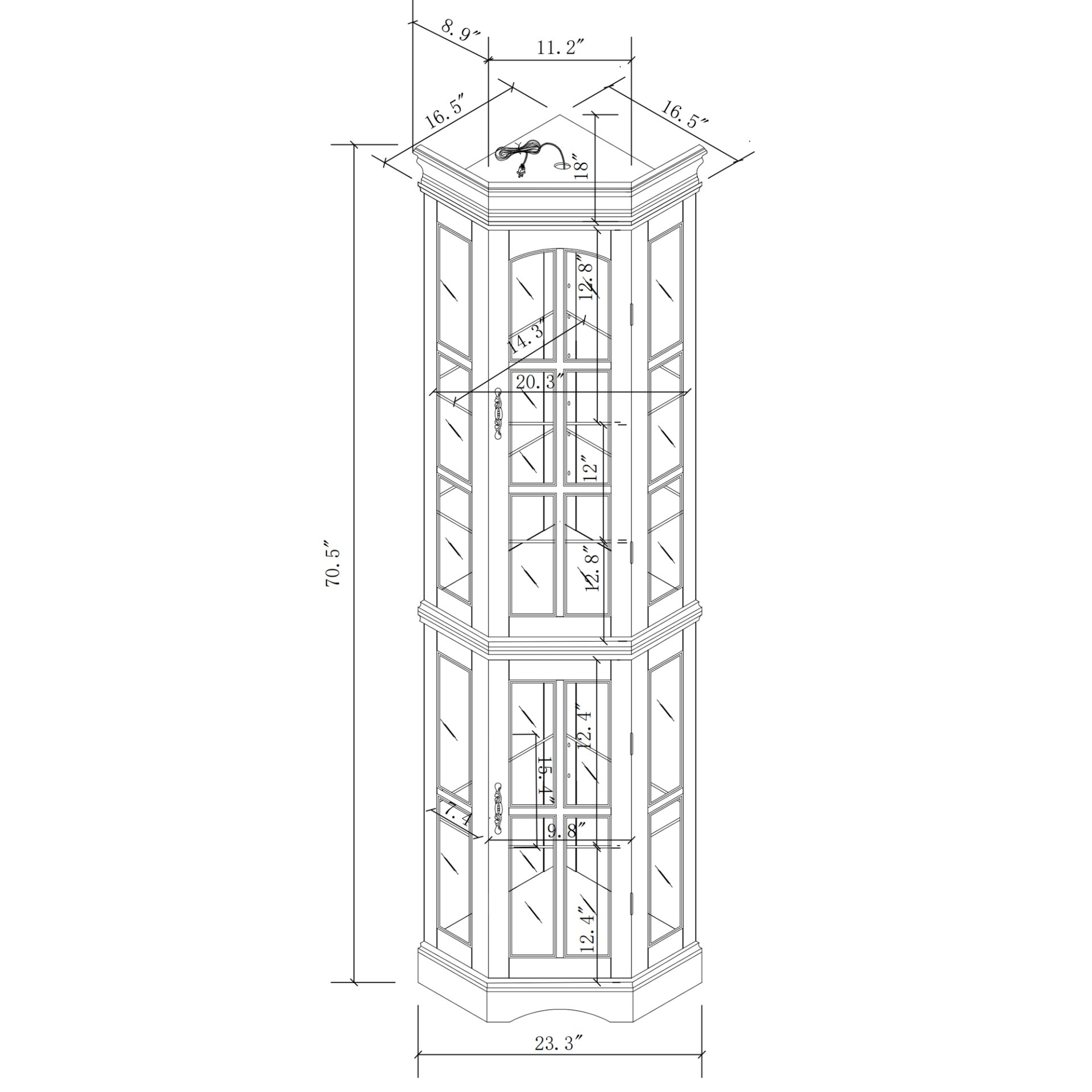 Corner Curio Cabinet With 5 Shelves And Lighting System (E26 Light Bulb Not Included) - Oak - Image 4