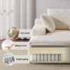 Oversized Chaise Lounge Chair Cozy Cloud Couch, Plush Corduroy Upholstered Sleeper Sofa Daybed With 3 Throw Pillows And Wide Armrest For Living Room - White - Image 7