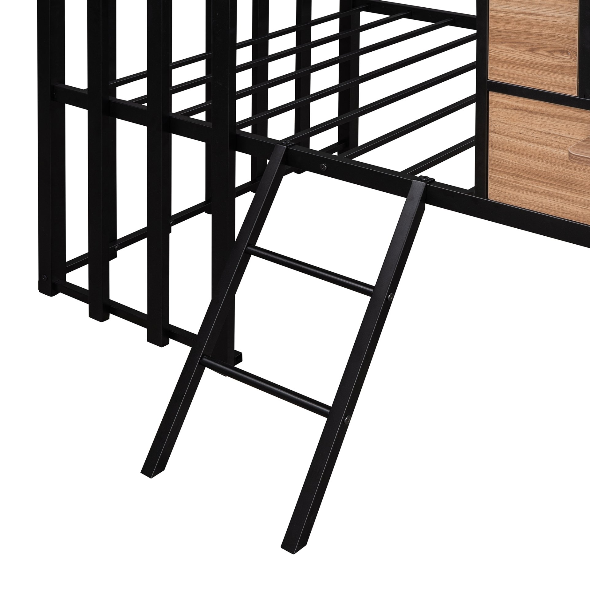 Twin Size Loft Bed With Roof, Window, Guardrail, Ladder - Black - Image 13
