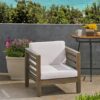 Outdoor Club Chair, Acacia Wood Patio Chair With Fabric Cushion For Backyard, Garden Or Porch - Gray / White - Image 2
