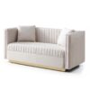 Contemporary Vertical Channel Tufted Sofa Loveseat Modern Upholstered Couch For Living Room With 2 Pillows - Beige - Image 5