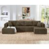 Modern Minimalist U Shape Modular Sectional Sofa, Sleeper Sofa In Corduroy - Brown - Image 5