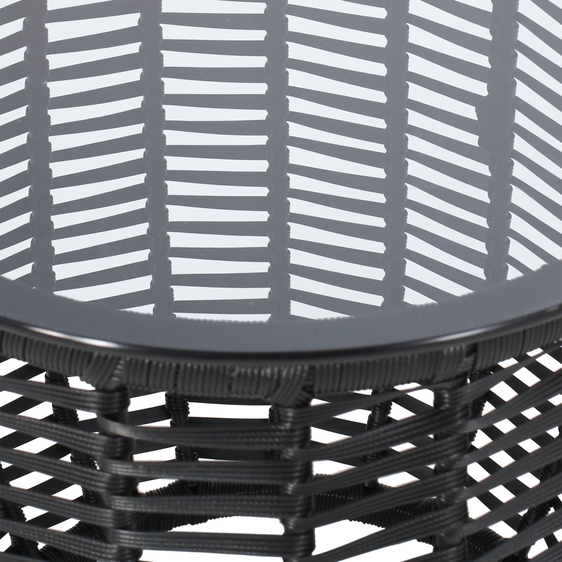 Arias - Boho Side Table With Tempered Glass Top And Rattan Wrap - Black - Image 10